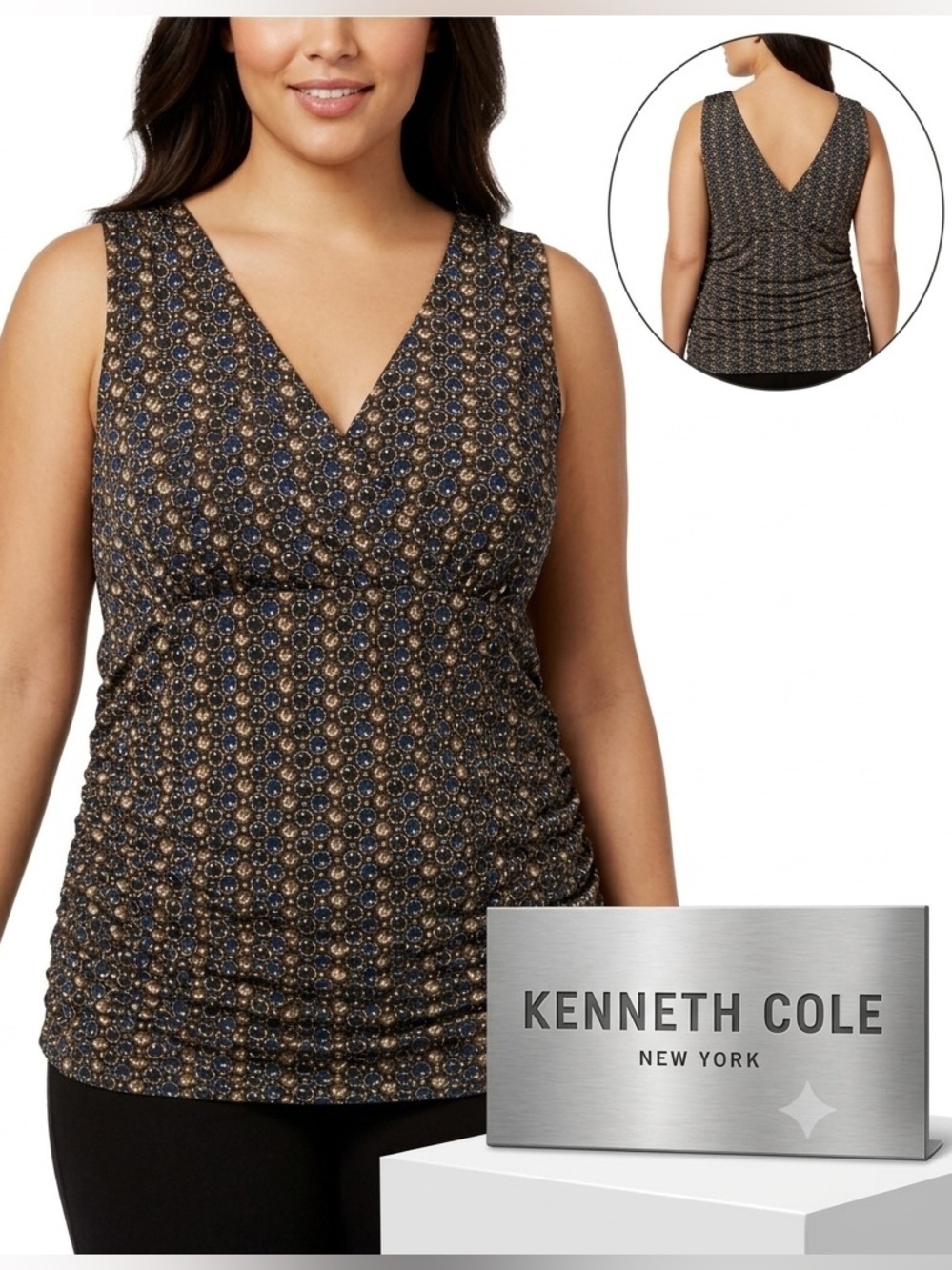 Kenneth Cole Ruched Side Tank Top Extra Large